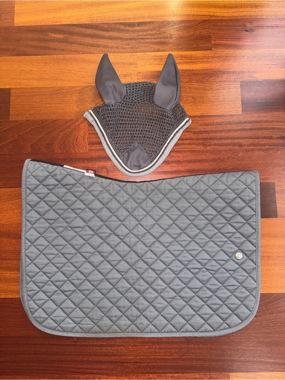 Ogilvy Grey Saddle Pad & Matching Ear Bonnet Set